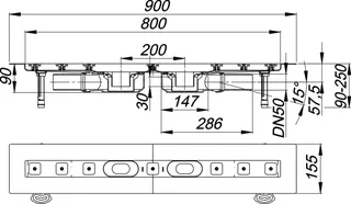 Duschrinne CeraLine Plan F Duo 800 mm, DN 50 – Bild 4