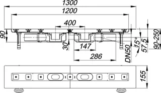 Duschrinne CeraLine Plan F Duo 1200 mm, DN 50 – Bild 4