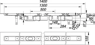Duschrinne CeraLine Plan F Duo 1300 mm, DN 50 – Bild 4