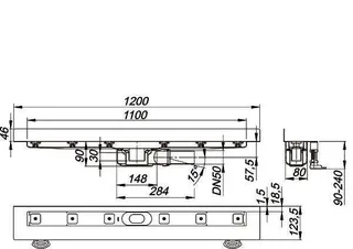 Duschrinne CeraLine PLAN W 1100 mm, DN 50 – Bild 3
