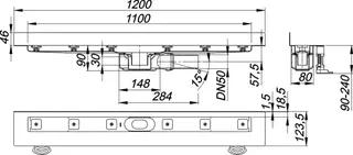 Duschrinne CeraLine PLAN W 1100 mm, DN 50 – Bild 4