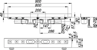 Duschrinne CeraLine Plan W Duo 800 mm, DN 50 – Bild 3