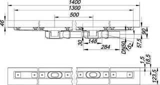 Duschrinne CeraLine Plan W Duo 1300 mm, DN 50 – Bild 4