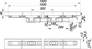 Duschrinne CeraLine Plan W Duo 1400 mm, DN 50 – Bild 4
