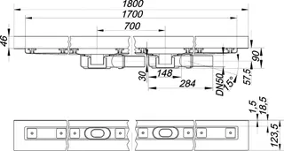 Duschrinne CeraLine Plan W Duo 1700 mm, DN 50 – Bild 4