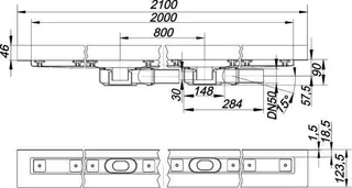 Duschrinne CeraLine Plan W Duo 2000 mm, DN 50 – Bild 3