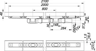 Duschrinne CeraLine Plan W Duo 2000 mm, DN 50 – Bild 4
