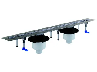 Duschrinne CeraLine senkr. F Duo 1600 mm, DN 50/DN 70