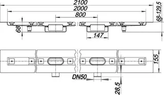 Duschrinne CeraLine Nano F Duo 2000 mm, DN 50 – Bild 4