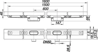 Duschrinne CeraLine Nano W Duo 1500 mm, DN 50 – Bild 3
