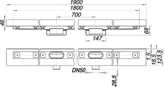 Duschrinne CeraLine Nano W Duo 1800 mm, DN 50 – Bild 4