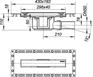 Duschrinne TistoLine Abdeckung Standard 300 mm, DN 50 – Bild 3