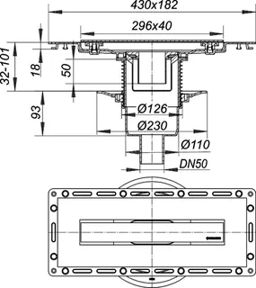 Duschrinne TistoLine senkr. Abdeck. Design 300 mm, DN 50 – Bild 4