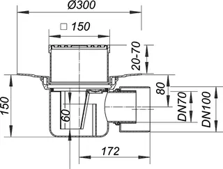 Bodenablauf 57 KE, DN 70/DN 100, 150 x 150 mm – Bild 4