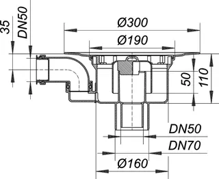 Ablaufgehäuse 61/1 HT, Zulauf DN 50, DN 50/DN 70 – Bild 3