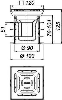 Bodenablauf Pronto K, DN 125, 120 x 120 mm – Bild 3