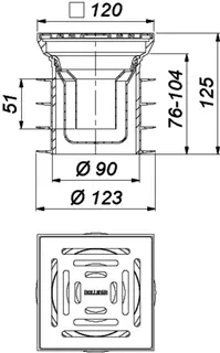 Bodenablauf Pronto K, DN 125, 120 x 120 mm – Bild 4