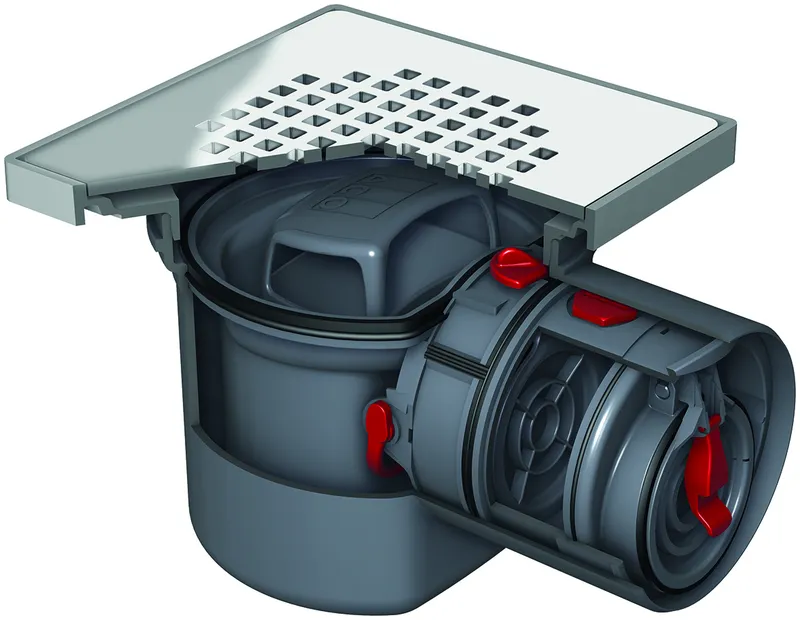 ACO Kellerablauf Junior Typ 5 DN100/197x197/1,5 Grad/1,4l/s