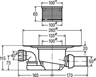 comfort-Badablauf mit Zulauf DN 40 Nr. 4921.6CS DN 50 waagrecht – Bild 2