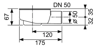 sanibel Ablauf S3-DR flach DN 50 Auslauf seitlich Bauhöhe 95mm – Bild 3