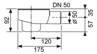 sanibel Ablauf S3-DR Norm DN 50 Auslauf seitlich Bauhöhe 120mm – Bild 3
