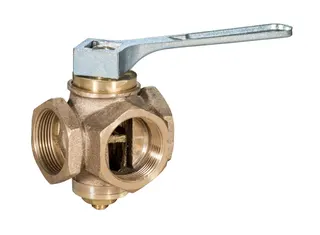 KSB Dreiwegehahn, Rp 1 1/2" SW 22, Messing, mit Schlüssel