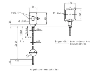 KSB Magnetschwimmerschalter MSA 100 z. Einschrauben, 1.4571, max. 120 Grad C