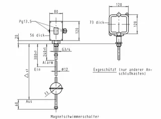 KSB Magnetschwimmerschalter MS 190 z. Einschrauben, 1.4571, max. 120 Grad C