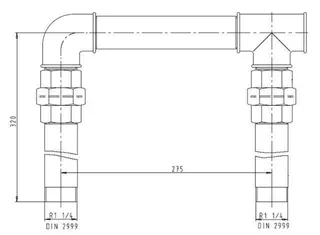 KSB Hosenrohr Stahl verzinkt für Doppelaggregate, Anschluss R 1 1/4" – Bild 2