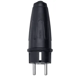 Vollgummi-Schuko-Stecker 2-polig schwarz 16A/250 VAC
