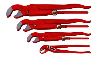 Rothenberger Zangenset: Eckrohrzange 1"+11/2"+2",Wasserpumpenzange 10"