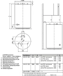 Vaillant uniSTOR VIH R 200 H WW-Speicher, 184 l rund, stehend – Bild 3