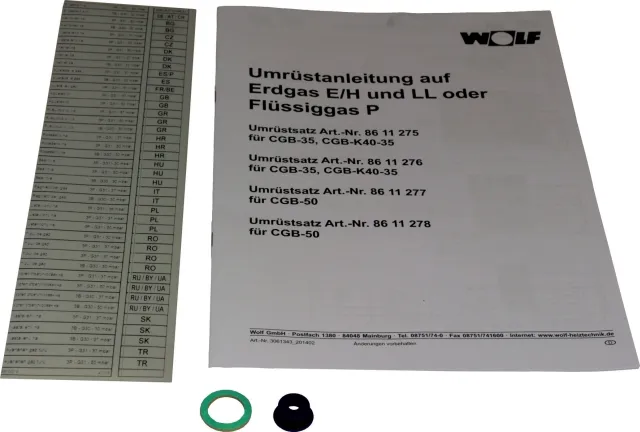 Wolf Umrüstsatz auf Flüssiggas P, CGB-50 Nr. 8611278
