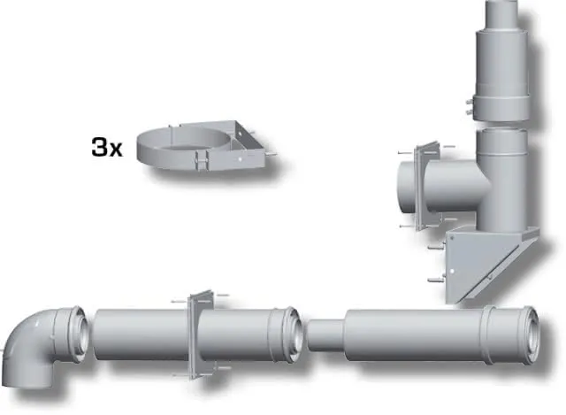 Wolf Paket Nr. 2651501Z01 für Abgas- leitung DN80/125 an der Fassade