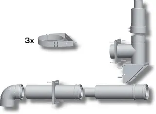 Wolf Paket Nr. 2651501Z01 für Abgas- leitung DN80/125 an der Fassade