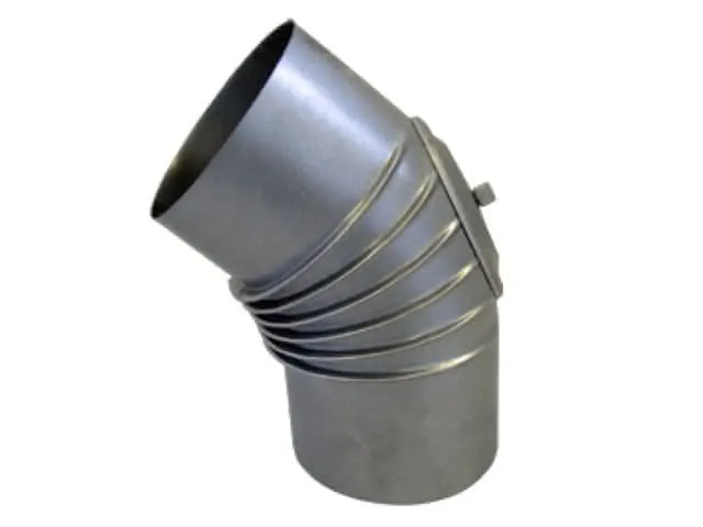 Feueralum.-Rauchrohrbogen 130mm 45 Grad mit KV gerippt