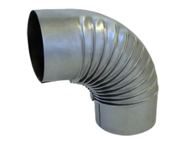 Feueralum.-Rauchrohrbogen 130mm 90 Grad ohne KV gerippt