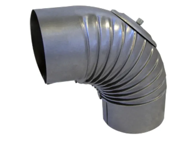 Feueralum.-Rauchrohrbogen 160mm 90 Grad m.KV gerippt