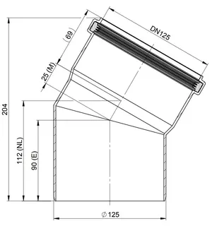 comfort (ATEC) Abgas-Bogen 30 Grad, DN125 – Bild 2