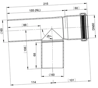 comfort (ATEC) Abgas T-Stück D1 60/D2 60, DN60 – Bild 2