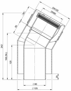 comfort(ATEC) Abgas-Bogen, konzentrisch 30 Grad, DN80/125 (Außenschale PP) – Bild 2
