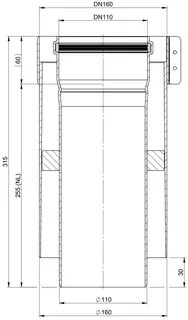 comfort (ATEC) Abgas-Rohr konzentrisch DN110/160, 255mm,kürzbar(Außenschale PP) – Bild 2