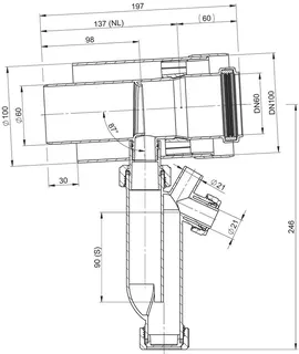 comfort (ATEC) Kondensatablauf DN60/100, mit Siphon,(Außenschale PP) – Bild 2