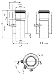 comfort(ATEC)Kesselanschluss DN 60/100 mit Messöffnung gerade (Außenschale PP) – Bild 2