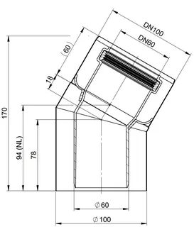 comfort(ATEC)IP Abgas-Bogen 30 Grad, DN60/100, Edelstahl blank – Bild 2