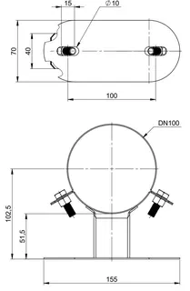 comfort(ATEC)WP Wandabstandh.50 mm DN60/100, Edelstahl weiß beschichtet – Bild 2