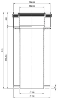 comfort (ATEC) Abgas-Rohr konzentrisch DN100/150, 255mm, kürzbar – Bild 2