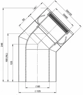 comfort(ATEC) WP Abgas-Bogen 45 Grad, DN80/125, weiß beschichtet – Bild 2