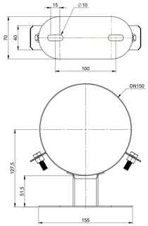 comfort(ATEC)WP Wandabstandh. 50 mm DN100/150, Edelstahl weiß beschichtet – Bild 2