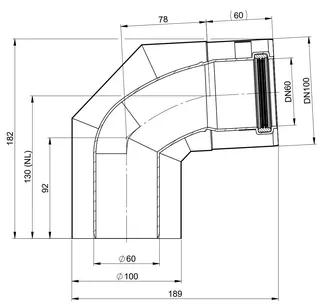 comfort(ATEC) IP Abgas-Bogen 87 Grad, DN60/100, Edelstahl blank – Bild 2